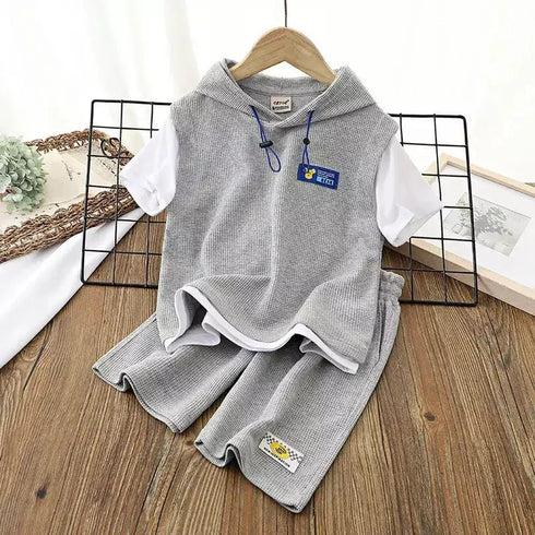Kids’ Tracksuits - Patchwork Short Sleeve T-Shirt and Shorts Set - Boys and Girls Hoodie - Warms Hoodies